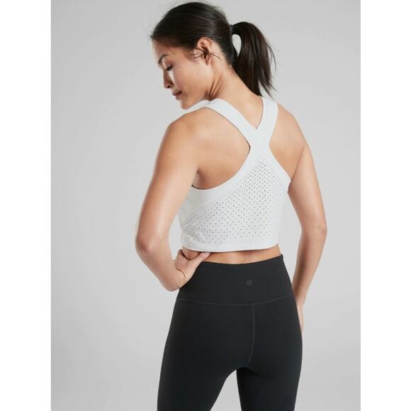 Athleta XS Crop Tank Top Shanti Yoga Tank Bright White Athletic Workout Shirt - Picture 2 of 12